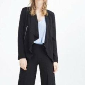NWT ZARA BLACK ZIP JACKET FLOWING COAT BLAZER
